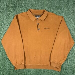 Straight Down Sweatshirt Mens Large Brown Pull Over Quarter Button